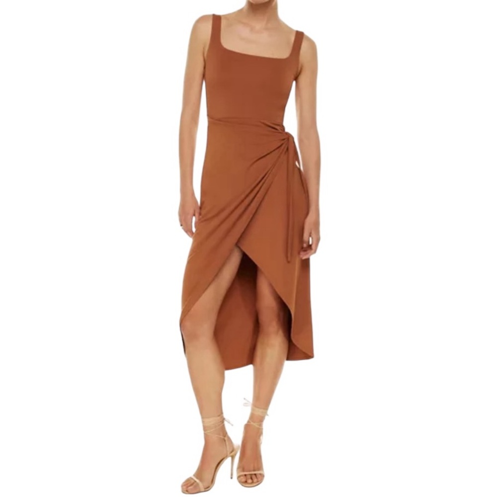 Wilfred Saturn square neck wrap midi dress in mustard Sz XS excellent condition